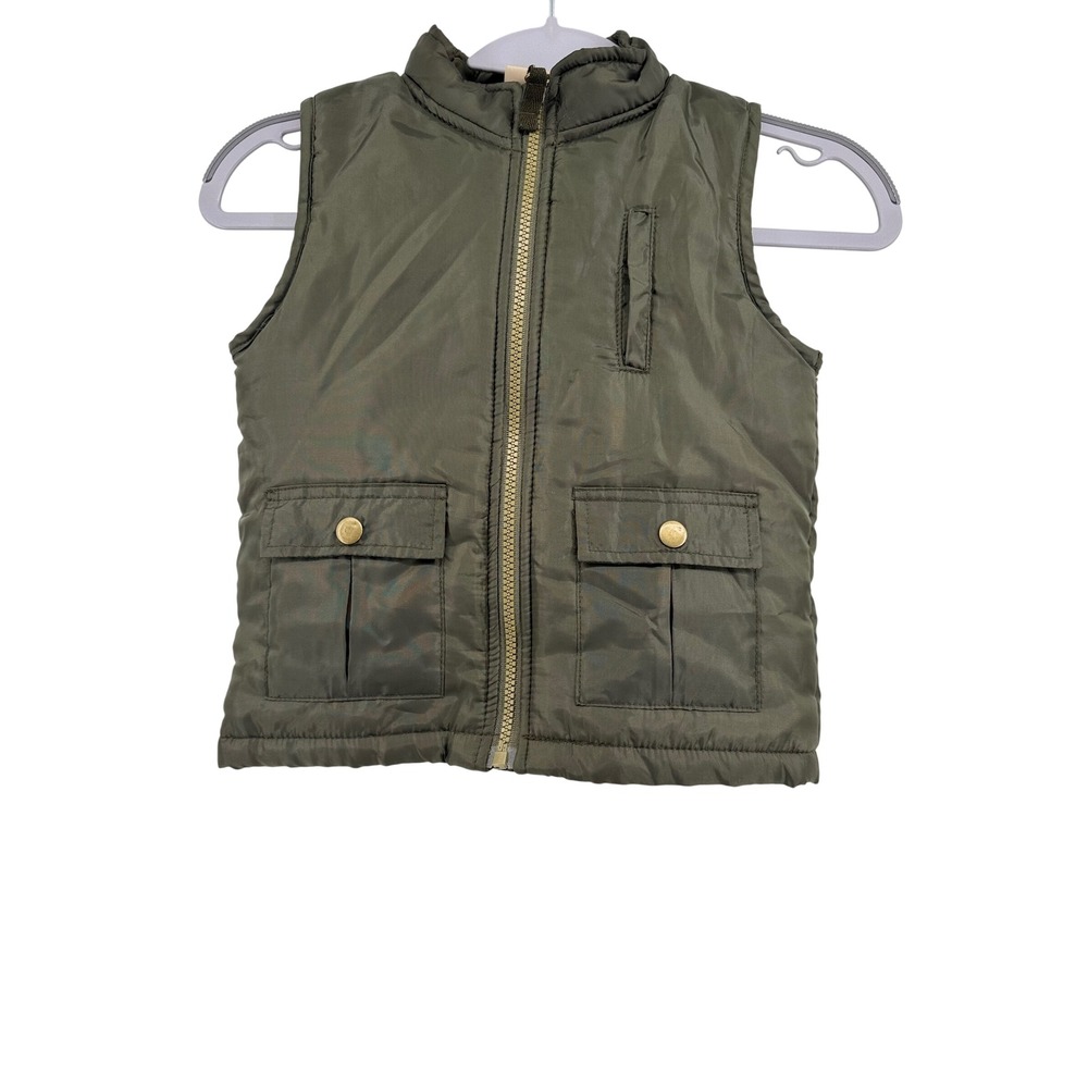 Brooklyn Boys Quilted Puffer Vest 4T Polyester Olive Green Utility Gorpcore